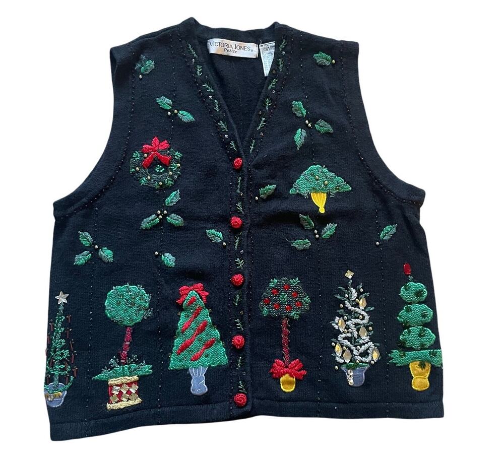 Victoria Jones Petite Large Womens/Unisex Holiday Vest Ugly Christmas sweater
